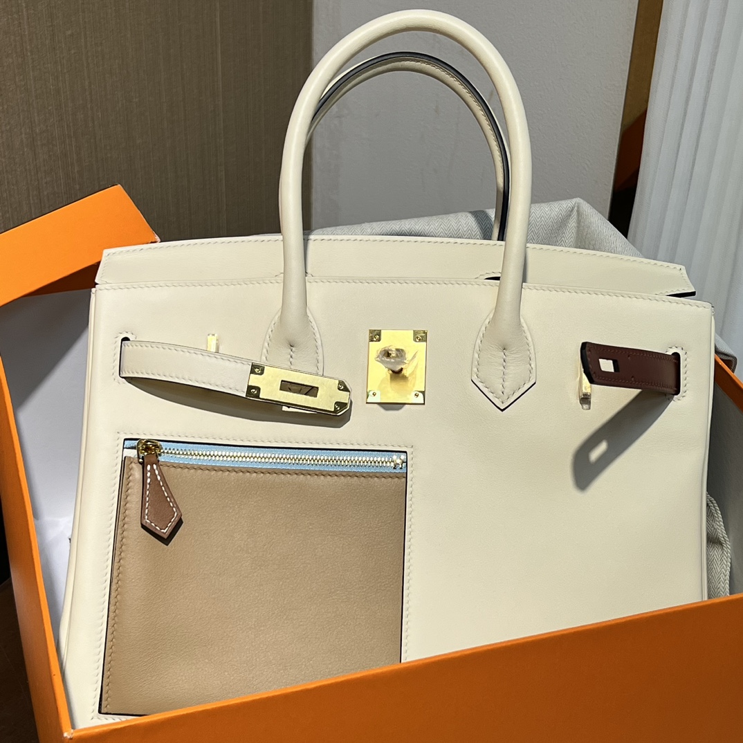 Hermes Birkin 30CM Swift Leather Handbag White 